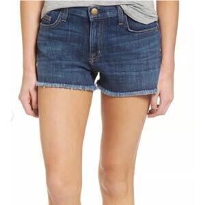 Current Elliott The Boyfriend Short Denim Shorts Medium Wash Raw Hem Size 26